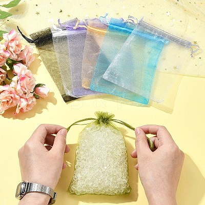 50Pcs Organza Bags Jewellery Storage Pouches Wedding Favour Party Mesh Drawstring Gift OP-FS0001-05F-1