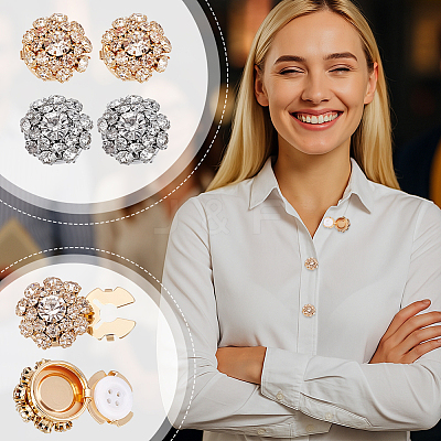 Brass Rhinestone Cufflinks & Acrylic Shirt Buttons Sets BUTT-PH0001-47-1