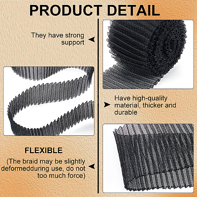 5 Yards Polyester Pleated Mesh Ribbon OCOR-BC0006-81B-1