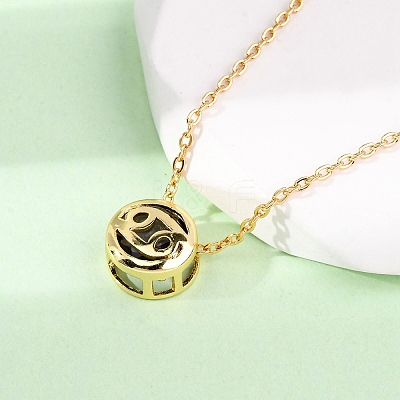 Brass Pave Cubic Zirconia Birth Stone Constellation Pendant Cable Chain Necklaces LS-NJEW-D334-01G-12-1