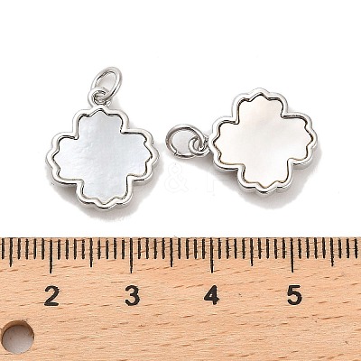 Brass Pave Shell Pendants KK-K365-08E-P-1