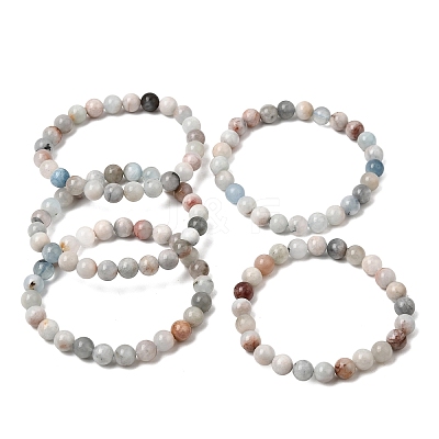 8MM Natural Aquamarine Round Beaded Stretch Bracelets for Women GG-CBA6C75-A01-8mm-1