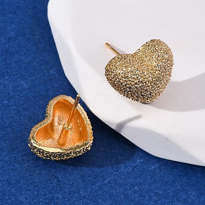 Brass Textured Stud Earrings EJEW-A143-02B-G-1