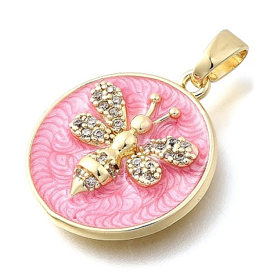 Brass Micro Pave Cubic Zirconia Pendants KK-P336-36G-02-1