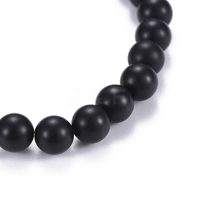 Natural Black Agate(Dyed) & Mixed Stone Beads Stretch Bracelets BJEW-JB04219-1