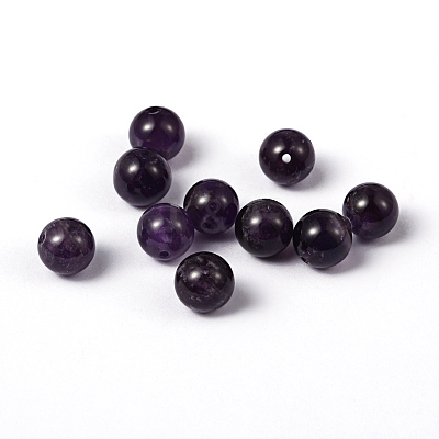 Natural Amethyst Round Beads X-G-P072-48-8mm-1