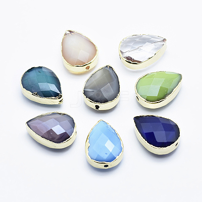 Faceted Glass Beads GLAA-F071-18x13mm-G-1