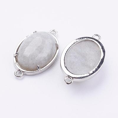 Brass Natural Labradorite Links connectors G-E398-04Q-1