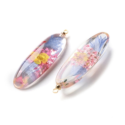 Inner Dried Flower Transparent Resin Pendants RESI-A043-01A-1