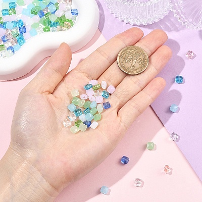 250Pcs 5 Colors Transparent Glass Beads GLAA-YW0005-69-1