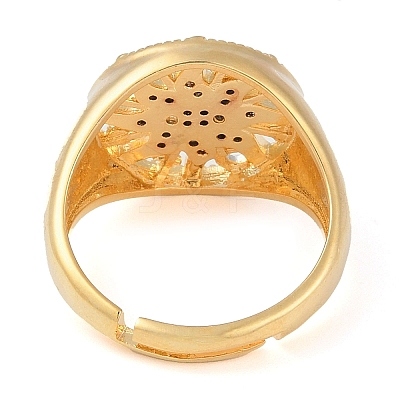Sun with Eye Brass Micro Pave Clear Cubic Zirconia Adjustable Rings for Women RJEW-Q819-15G-1