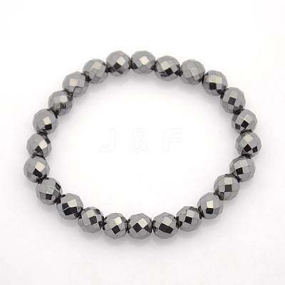 Non-Magnetic Hematite Stretch Bracelets BJEW-J101C-01-1