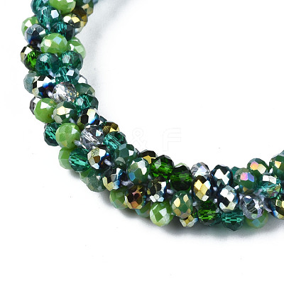 Glass Beaded Crochet Stretch Bracelet BJEW-T016-09D-1
