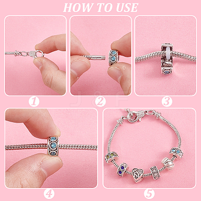 DIY Alloy Heart European Style Bracelet Making Kit DIY-PH0022-01-1