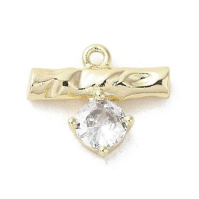 Brass Micro Pave Cubic Zirconia Charms KK-C043-01G-1