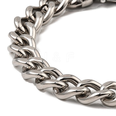 Non-Tarnish 304 Stainless Steel Cuban Link Chain Bracelet Hand Polished NJEW-D050-02C-P-1