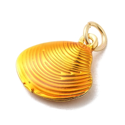 Brass Enamel Shell Charms KK-A268-08G-1