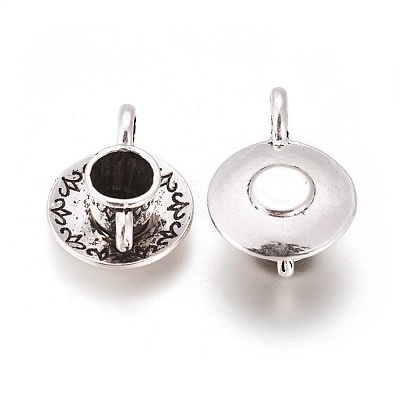 Coffee Cup Tibetan Style Alloy Pendants X-TIBEP-A13415-AS-RS-1