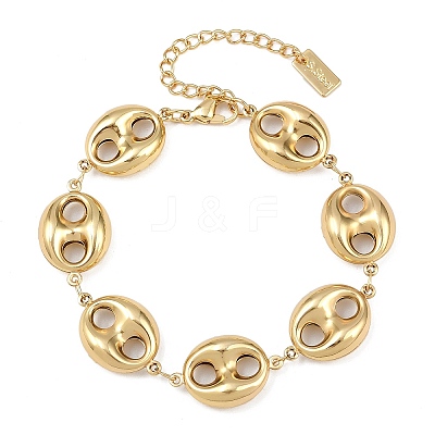 304 Stainless Steel Coffee Bean Link Chain Bracelets X-BJEW-D359-14B-G-1