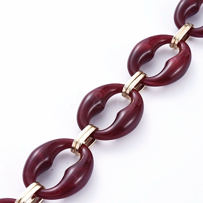 Handmade Imitation Gemstone Style Acrylic Oval Link Chains AJEW-JB00625-03-1
