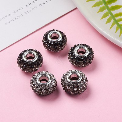 Two Tone Grade A Rhinestone Resin European Beads for Charm Bracelets X-RPDL-RPDL-N007-12-1