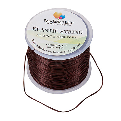 0.8mm Elastic Stretch Polyester Threads Brown Jewelry Bracelet Beading Wire Cords EW-PH0001-0.8mm-01B-1