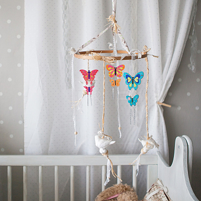 DIY Wood Butterfly Wind Chime Making Kits DIY-FH0010-13-1