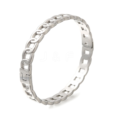 304 Stainless Steel Curb Chains Hinged Bangles STAS-M075-06P-1