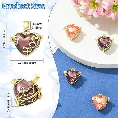 6Pcs 2 Colors Brass Enamel Prayer Box Pendants KK-CJ0005-80-1