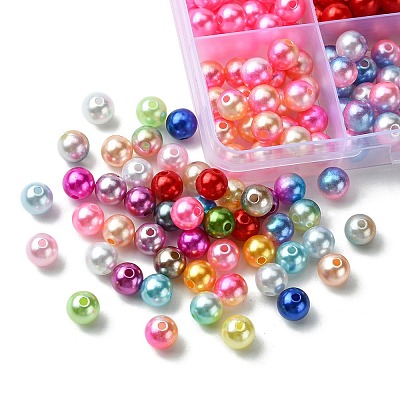 24Colors Rainbow ABS Plastic Imitation Pearl Beads OACR-YW0001-75-1