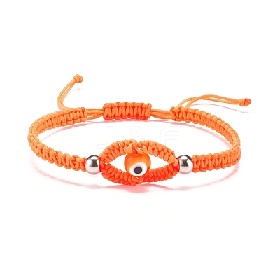 Lampwork Evil Eye Braided Bead Bracelet BJEW-JB07857-01-1