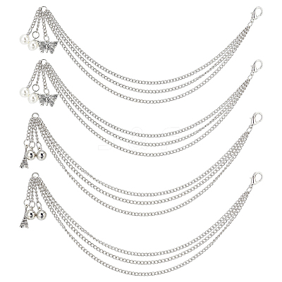 4Pcs 2 Styles Alloy Three-layer Boot Strap Chains AJEW-ME0003-12-1