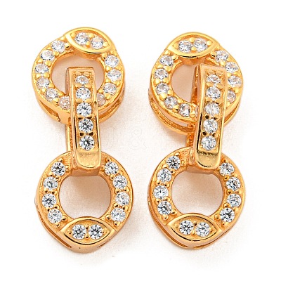 925 Sterling Silver Micro Pave Clear Cubic Zirconia Fold Over Clasps STER-U001-10G-1