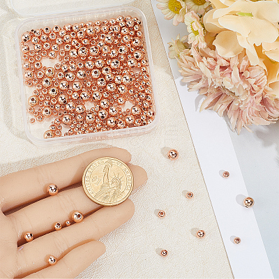 500Pcs 5 Styles Rack Plating Brass Beads KK-BBC0023-24RG-1