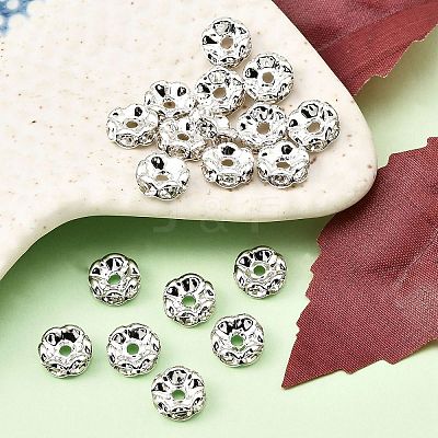 Brass Rhinestone Spacer Beads RB-A014-L8mm-01S-NF-1