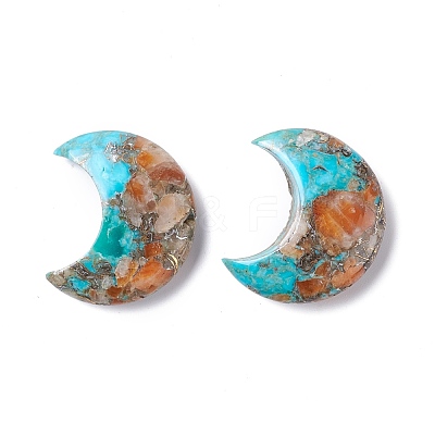 Assembled Natural Orange Quartz & Synthetic Turquoise Cabochons G-K317-B01-1