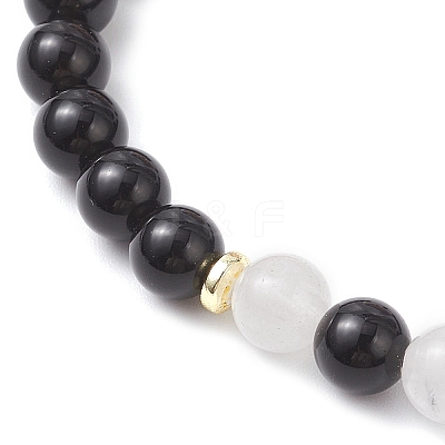 Natural & Synthetic Mixed Gemstone Beads Stretch Bracelets for Men Women BJEW-JB12514-1
