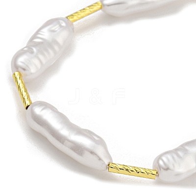 Rack Plating Brass & ABS Plastic Pearl Beads Column Beaded Necklaces for Women NJEW-C059-14G-1