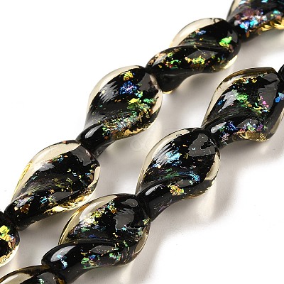 Handmade Dichroic Foil Glass Beads Strands DICH-U001-08C-1