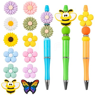 12Pcs 12 Styles Silicone Beads SIL-FS0001-34B-1
