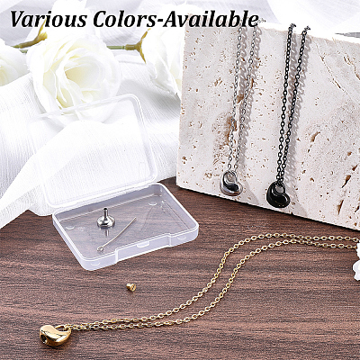 1Pc 304 Stainless Steel Heart Pendant Urn Ashes Necklaces NJEW-CN0001-20P-1