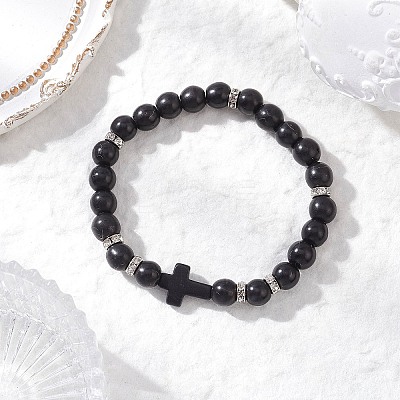 Synthetic Turquoise Beaded Stretch Bracelets for Women BJEW-JB12288-01-1