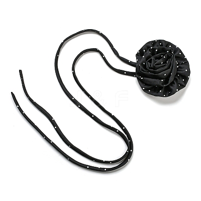 Polka Dot Pattern Fabric Rose Tie Choker Necklaces for Women NJEW-Z022-01D-1