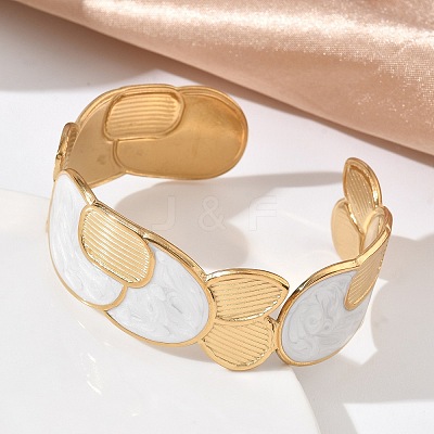 Women's 304 Stainless Steel Cuff Bangles BJEW-F542-01G-01-1