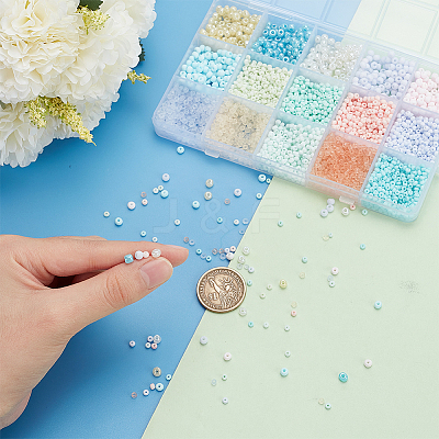 150G 15 Styles 3/0 Glass Seed Beads SEED-PH0001-94-1