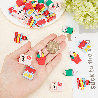 25Pcs 5 Styles OPaque Resin Pendants RESI-SC0002-34-1