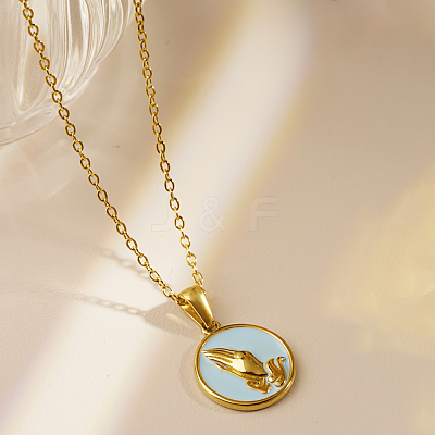 Stylish 304 Stainless Steel Enamel Enamel Pendant Necklaces ZI7036-2-1