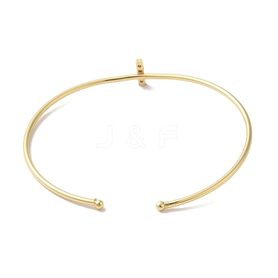 Rack Plating Brass Micro Pave Clear Cubic Zirconia Letter Open Cuff Bangles BJEW-A018-01G-I-1