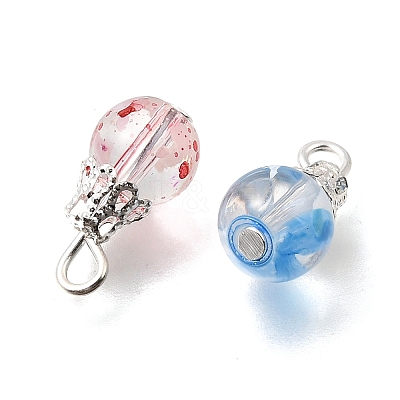 70Pcs 7 Colors Baking Paint Transparent Glass Pendants PALLOY-TA0002-48-1