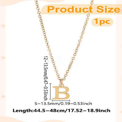 304 Stainless Steel Letter Pendant Necklaces NJEW-LP0001-53B-G-1